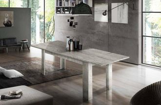 Dmora Mesa De Comedor Extensible, Made In Italy, Mesa Moderna Con Extensiones, Consola Extensible, 140 / 190x90h75 Cm, Color Cemento, Con Embalaje Reforzado