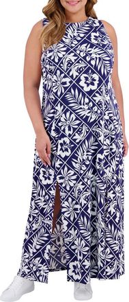 London Times Carwash Maxi Dress in Navy/Soft White at Nordstrom Rack, Size 2X