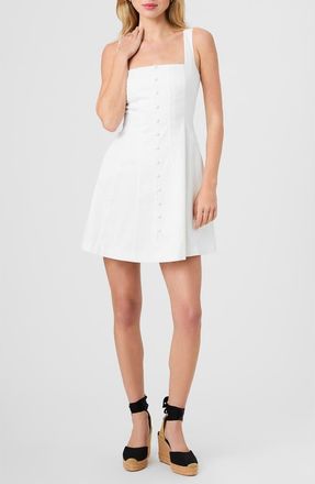 French Connection Stretch Cotton Sateen Button-Up Minidress in Summer White at Nordstrom, Size 12