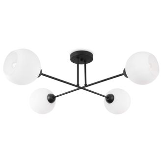 OEM L&aacute;mpara De Techo Asturia Negra 4 Pantallas Planas Blancas E27