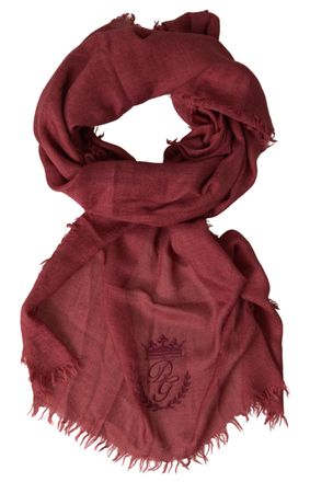 Dolce & Gabbana Mens Maroon Cashmere Knit Wrap Shawl Fringe Scarf - One Size