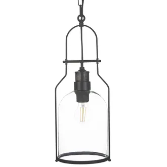 Beliani L&aacute;mpara De Techo De Metal Negro 166 Cm Pantalla De Vidrio Transparente Bashilo