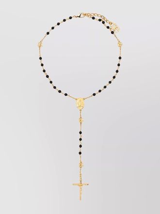 Dolce & Gabbana brass stone beaded cross pendant necklace