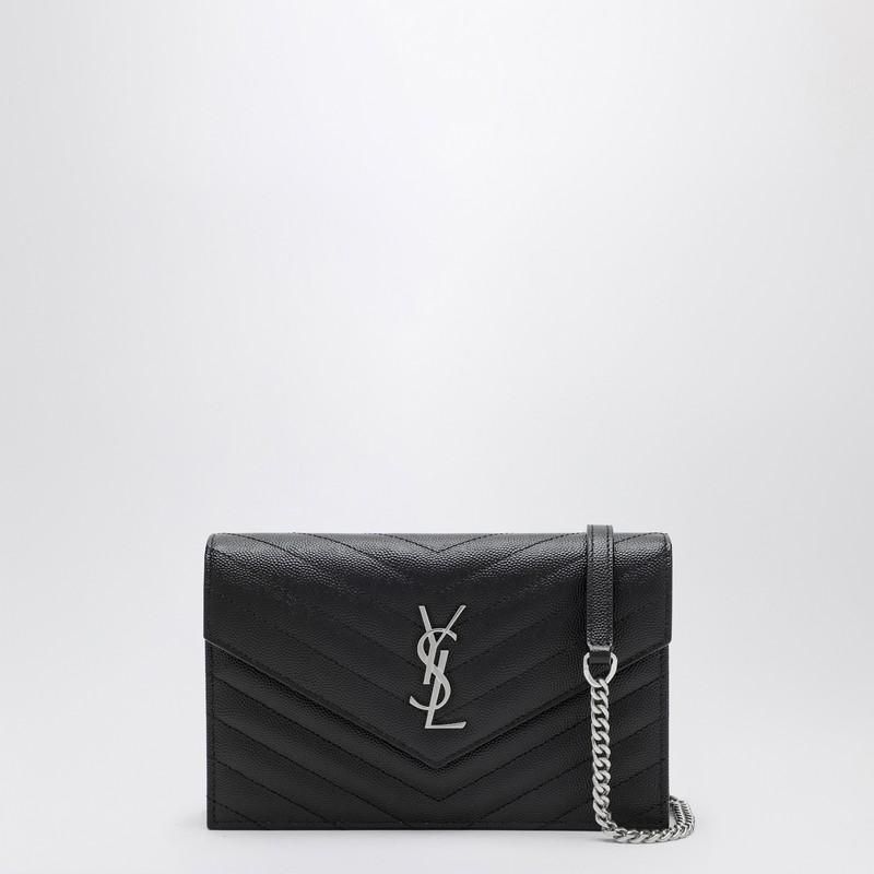 Saint Laurent Cassandre black Envelope chain clutch bag from