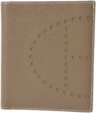 Herm&egrave;s Etoupe Gray Chevre Leather Wallet (Bi-Fold) (Pre-Owned)