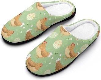 Generic Chicken Pattern Cotton Slippers for Women Indoor Outdoor Slipper Slip-On Memory Foam Home Shoes