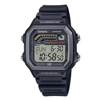 Casio Mens Digital Watch with Black Band - WS-1600H-1AVCF