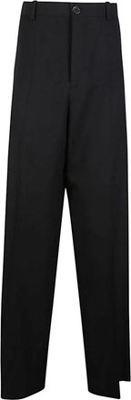 Balenciaga Zwarte Wollen Broek - Heren - Wijde Broeken - Zwart - S - Wol - Broeken