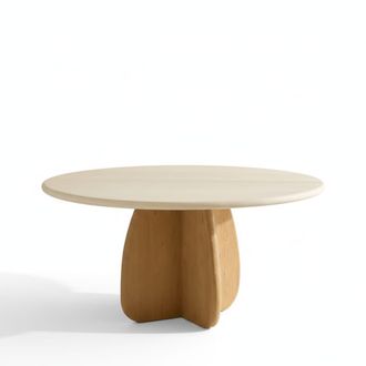 Wabi Home Mesa de comedor de microcemento y madera maciza &Oslash;150 cm