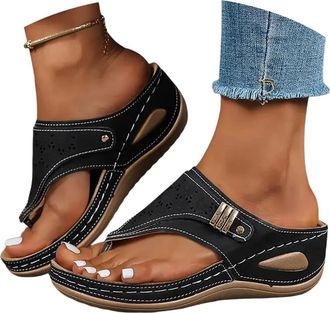 Generic Orthopedic Sandals For Women 2026 Summer Orthopedic Wide Width Wedge Flip Flops With Arch Support Non-Slip Platform Slides Lady Slip On Wedges Lightwe