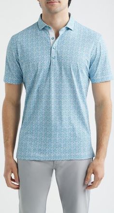 Johnnie-O Peelin Good Citrus Print Performance Jersey Polo in Tropical at Nordstrom, Size Xx-Large