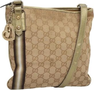 Gucci Pre-owned Canvas gucci-bags - Dames - Vintage Schoudertas - Beige - ONE Size - Leer - Vintage