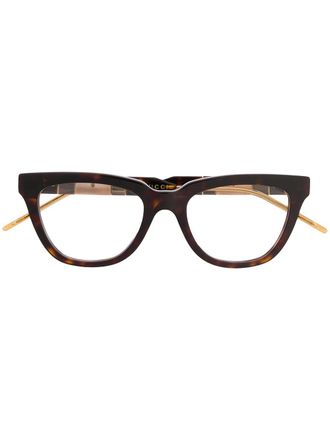 Gucci tortoiseshell rectangular-frame glasses - unisex - Acetate - 50 - Brown