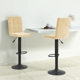 vidaXL Taburetes De Cocina 2 Unidades Terciopelo Crema Vidaxl