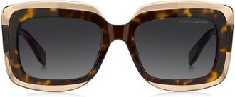 Marc Jacobs 54mm Rectangular Sunglasses in Havana Beige/Dark Grey Sf at Nordstrom