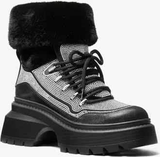 Michael Kors Shiloh Embellished Mixed-Media Boot