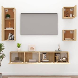 Berkfield Home Classic 5 Piece TV Cabinet Set Sonoma Oak Engineered Wood in Light Oak
