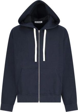 Jil Sander Zip-up sweatshirt met capuchon - PNT - Heren - Sweatshirts & Hoodies - Blauw - Maat: M Katoen
