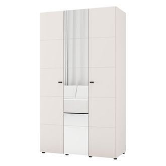Dmora Armario 3 Puertas Ouarza, Ropero De Dormitorio, Perchero Con 4 Estantes, 117x52 Cm Blanco Crema