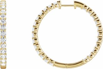 Diamond2Deal 4ct Lab-Grown Diamond Inside-Outside Hinged Hoop Earrings Clarity VS, Color F-G, 14k Gold