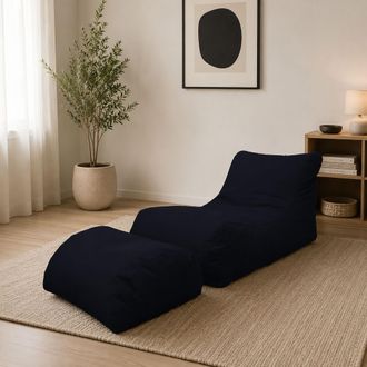 Talamo Italia Talamo Italia - Dmora Chaise Longue De Salon Moderne, Made In Italy, Fauteuil Avec Repose-pieds En Nylon, Pouf Rembourr&eacute; Pour Chambre, 120x80h60 Cm, C
