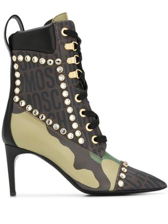 Moschino Laarzen met camouflageprint - Groen