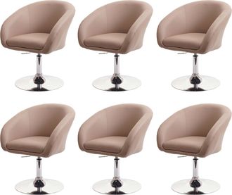 Hhg Nunca Usado] Lote De 6 Sillas De Comedor Hhg 247, Silla De Cocina Silla Giratoria Silla De Sal&oacute;n, Giratoria Regulable En Altura, Piel Sint&eacute;tica Taupe