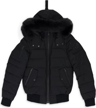Moose Knuckles Black / Black Ladriere Shearling Trim Bomber Jacket