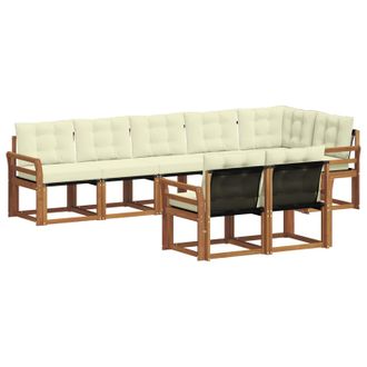 vidaXL Conjunto De Sof&aacute;s De Exterior Con Coj&iacute;n 8 Pcs Natural Y Crema Vidaxl