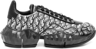 Jimmy Choo London Diamond Jc Monogram Glitter Leather Sneakers