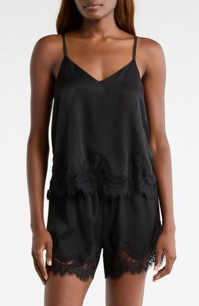 Nordstrom Midnight Lace Trim Camisole & Shorts in Black at Nordstrom, Size X-Small