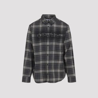 Off-white Mens Dark Grey Cotton Spray Book Check Flan Reg Shirt - Size EU 50 (Mens)