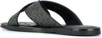 Ferragamo Leather Crossover Strap Slide Sandal - Gray