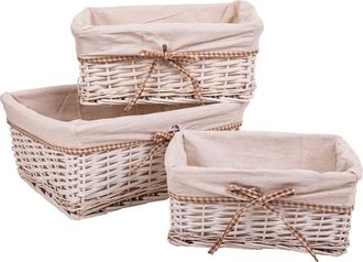 Wanderlust Deco Wanderlust Deco - Set 3 Cestos De Mimbre Forrados Blancos