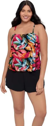 Trimshaper Roxy Swim Romper in Vintage Jungle at Nordstrom, Size 14