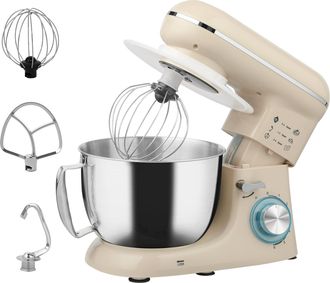 HOMCOM Electric Stand Mixer - 4.5L Food Mixer with Dough Hook - Whisk - Silver | TJ Hughes