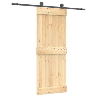 vidaXL Puerta Corredera Natural Y Negro 80 X 210 Cm Vidaxl