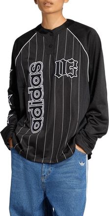 adidas Long Sleeve Jersey in Black/White at Nordstrom Rack, Size X-Small