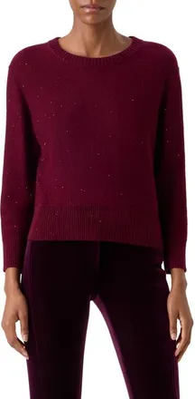 Akris Sequin Cashmere Blend Sweater in Merlot Red at Nordstrom, Size 10