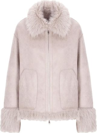 Betta Corradi Jas met kraag van imitatiebont - Grijs