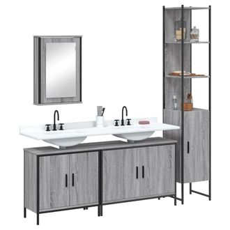 Berkfield Home 4 Piece Bathroom Furniture Set Grey Sonoma Engineered Wood