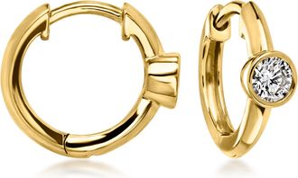 RS Pure by Ross-Simons Bezel-Set Lab-Grown Diamond Hoop Earrings in 18kt Gold Over Sterling