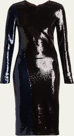Tom Ford Sequined Long-Sleeve Midi Dress