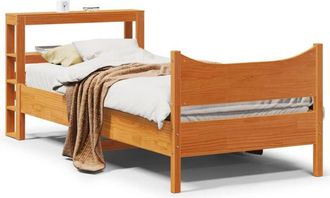 vidaXL Vidaxl - Estructura Cama Con Cabecero Madera Pino Marr&oacute;n Cera 75x190 Cm