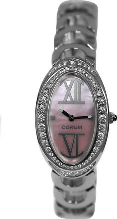 Corum Pre-owned Corum Oval Quartz Diamond Pink Dial Ladies Watch 137.410.47