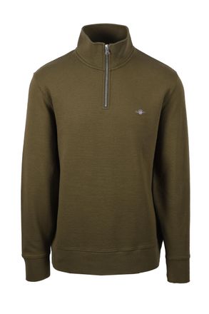 GANT Textuur Half Zip Trui Jeneverbessen Groen