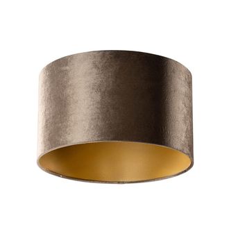 QAZQA Cl&aacute;sico/antiguo Algod&oacute;n Pantalla De L&aacute;mpara De Terciopelo Marr&oacute;n Con Interior Dorado 35/35/20, Redonda Apto Para L&aacute;mpara Colgante Y De Pie - Qazqa