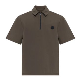 Moncler Polo Shirts, male, Green, Size: M Polo Shirt with Logo Patch