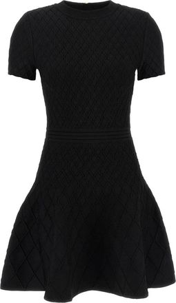 Balmain Gebreide jurk met uitlopende rok - Dames - Korte kleedjes - Zwart - XS - Kleedjes