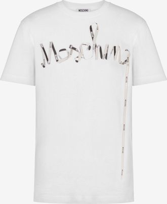 Moschino T-shirt in jersey di cotone organico stampata - Bianco
